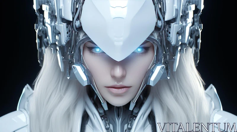 White Futuristic Helmet Portrait AI Image