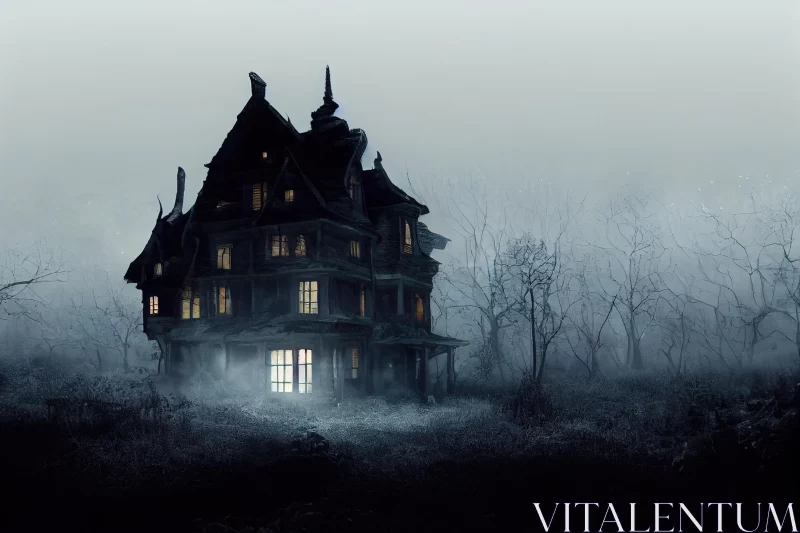 Mysterious Gothic House in the Dark Forest | Detailed Sculpted Architecture AI Image