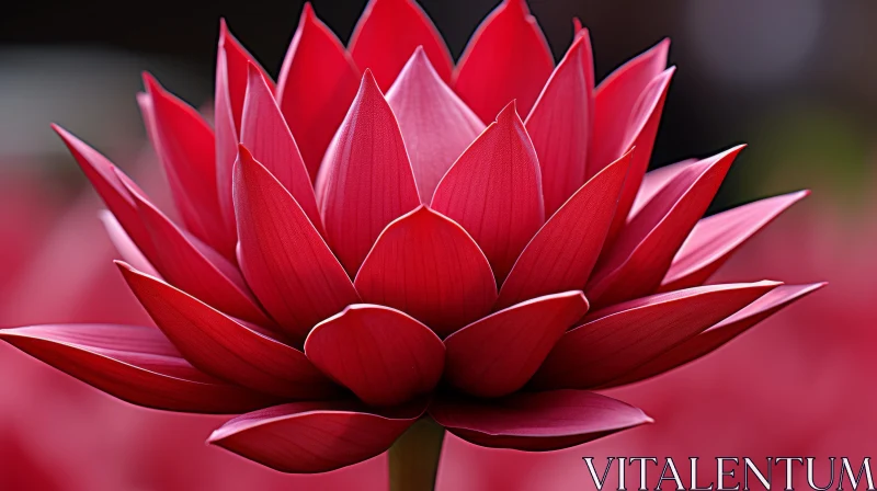 Red Lotus Flower Close-Up | Symmetrical Petals AI Image
