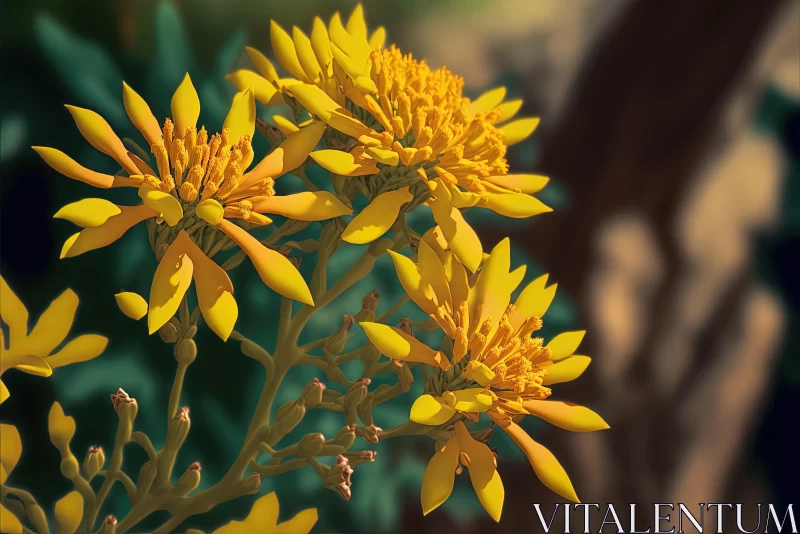 Vibrant and Detailed Yellow Flowers of a Plant | Artistic Rendering AI Image