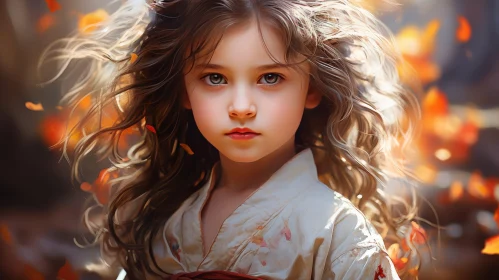 Beautiful Young Girl Portrait in Forest