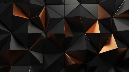 Black and Copper Geometric Surface - 3D Abstract Art