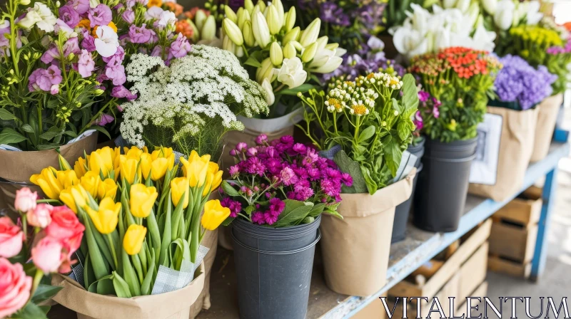 Exquisite Flower Bouquets in Flower Shop AI Image