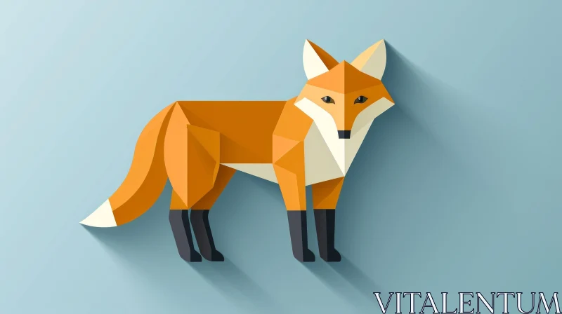 AI ART Red Fox Vector Illustration - Geometric Style