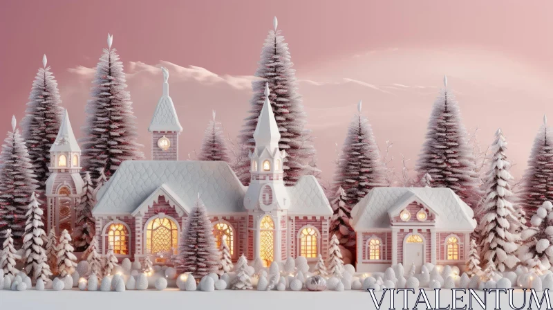 AI ART Snowy Village Winter Scene - Peaceful and Nostalgic
