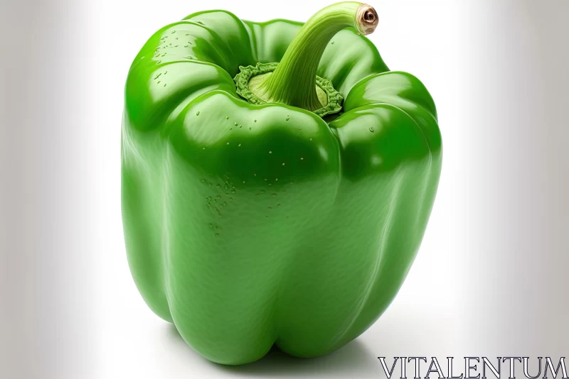 AI ART Vibrant Green Pepper on White Background - Hyper-Realistic Art
