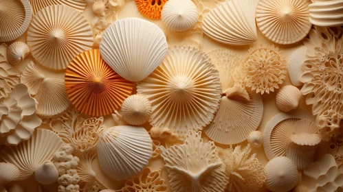 Close-Up Seashells and Corals in White and Tan
