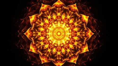 Golden Glowing Mandala - Abstract Art Piece