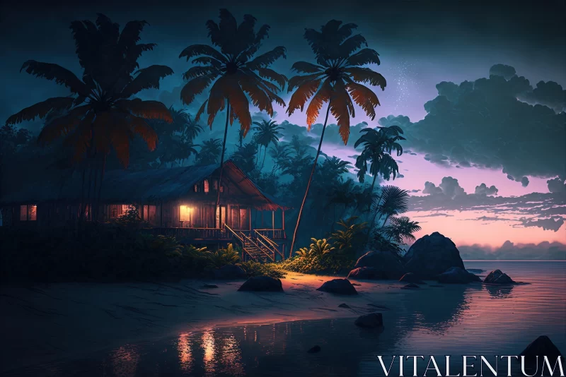 Tropical Island Painting | Nostalgic Charm | Realistic Yet Romantic AI Image