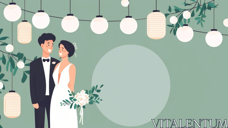 Wedding Couple Vector Illustration AI Image