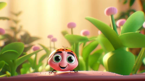 Adorable Cartoon Ladybug Character - 3D Rendering