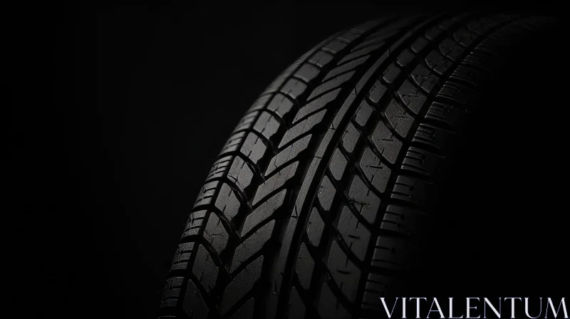Detailed Black Tire Close-up on Dark Background AI Image