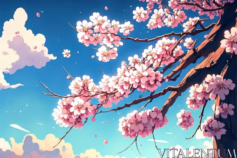 Colorful Anime Cherry Blossom Tree in 2D Game Art Style AI Image