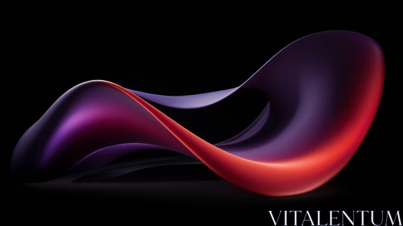AI ART Curved Shape 3D Rendering in Red and Purple Gradient