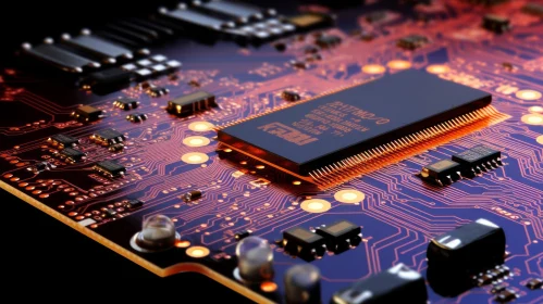 Detailed Electronic Circuit Board Close-Up