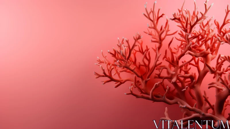 Pink Coral - Beautiful 3D Rendering on Pink Background AI Image