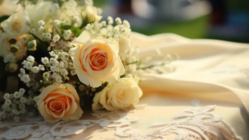 Cream Roses and Baby's Breath Bouquet for Weddings