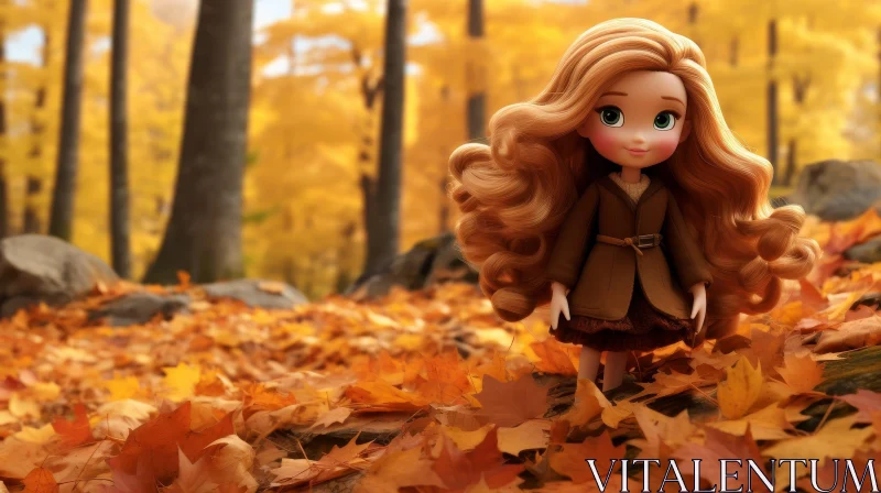 AI ART Enchanting Doll in Maple Forest - 3D Rendering
