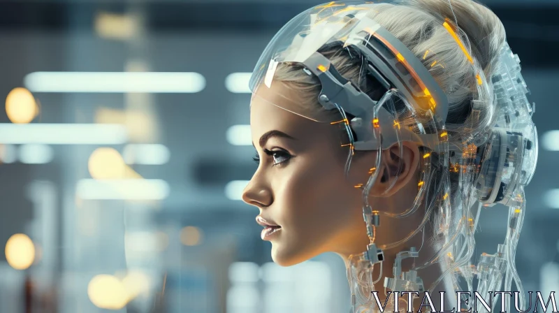 Futuristic Woman Portrait with Helmet AI Image