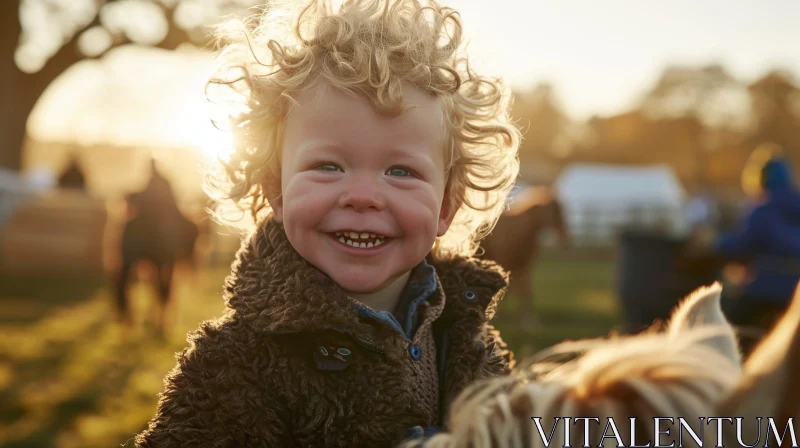 Smiling Boy in Rural Setting AI Image