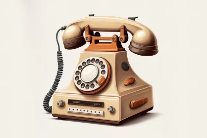 Vintage Telephone Illustration - Photorealistic Cartoon Style