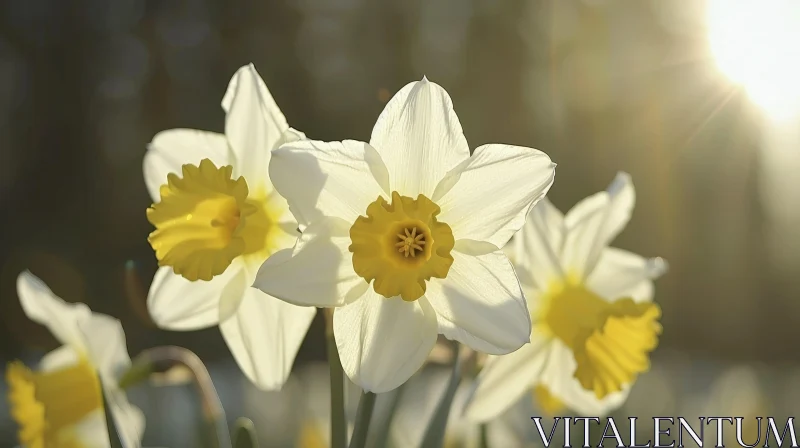 AI ART Close-up Daffodil Flower in Full Bloom