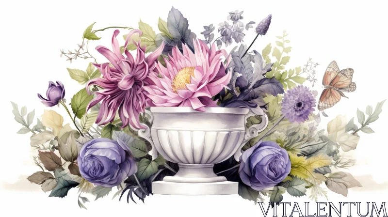 Elegant Floral Watercolor Painting AI Image