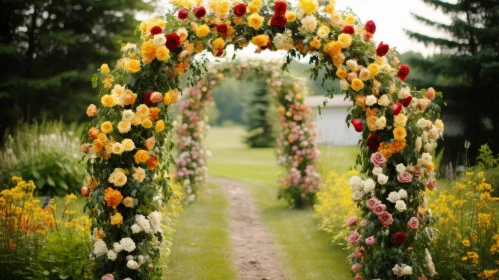 Enchanting Floral Archway in Lush Garden