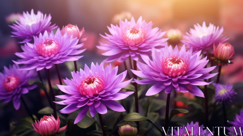 Purple Dahlia Flowers Close-up AI Image