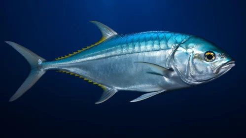 Realistic 3D Illustration of Dorado Fish in Deep Blue Ocean