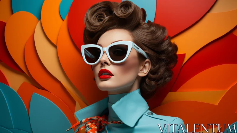 Stylish Woman Portrait in Colorful Setting AI Image