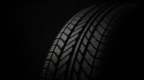 Detailed Black Tire Close-up on Dark Background