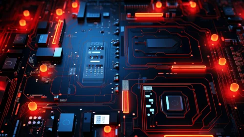 Futuristic Computer Circuit Board Close-Up