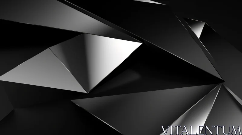 Monochrome Abstract 3D Polygonal Shapes Background AI Image