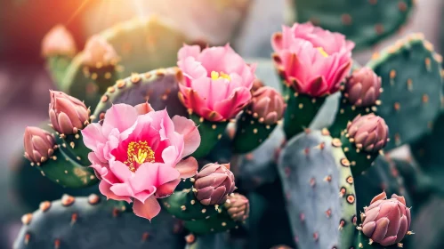 Prickly Pear Cactus Bloom in Pink