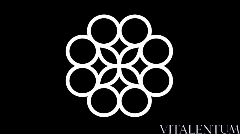 White Geometric Flower on Black Background AI Image