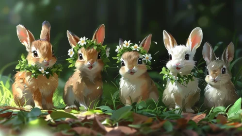 Enchanting Rabbit Gathering on Green Grass