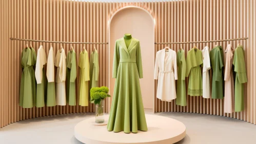 Green-themed Clothing Store Interior