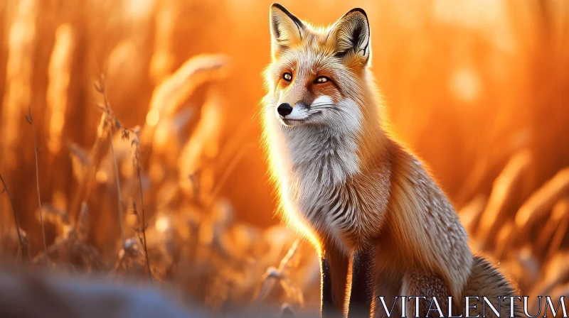 AI ART Red Fox in Field - Nature Wildlife Photography