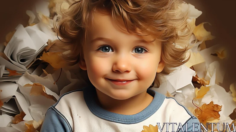 Smiling Toddler Boy Portrait AI Image