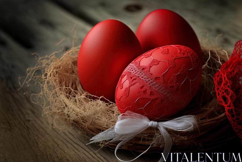 AI ART Romantic Easter Eggs in Nest - Captivating and Elegant