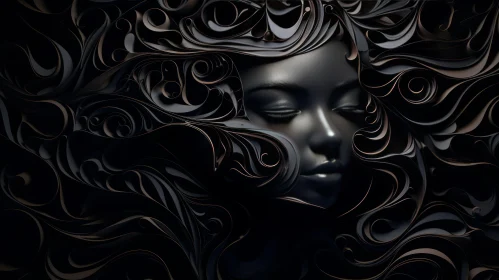 Dark Skin Woman Portrait in 3D Style