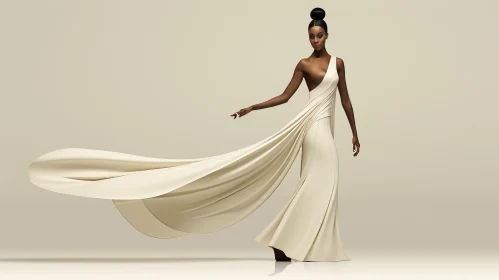 Elegant Woman in White Dress