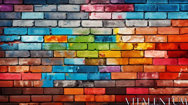 AI ART Colorful Brick Wall Texture Close-up Photo