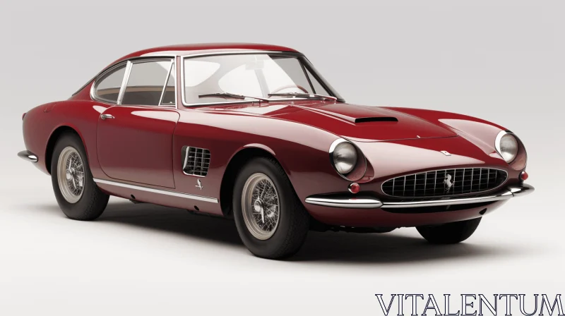 Elegant Red Car on Gray Background | Midcentury Modern Style AI Image