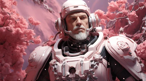 Pink Alien Portrait - Man in Spacesuit