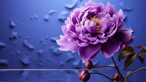 Purple Peony Flower in Full Bloom - Symmetrical Reflection