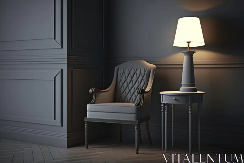 Captivating Arm Chair and Lamp in a Dark Room | Classical Architecture AI Image