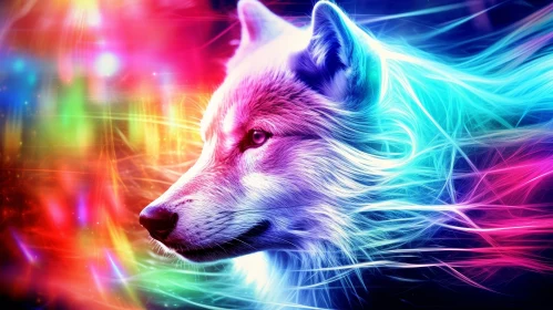 Colorful Wolf Head in Nature