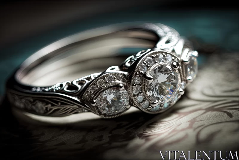 AI ART Exquisite Art Nouveau Engagement Ring with Three Diamonds